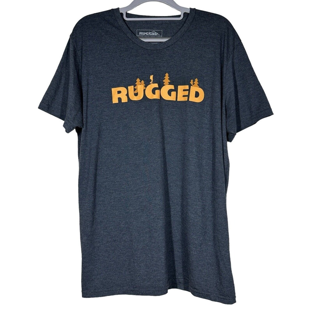 Rugged T-Shirt Mens Size L Soft Blue Gray Speckled Organic Recycled Logo
